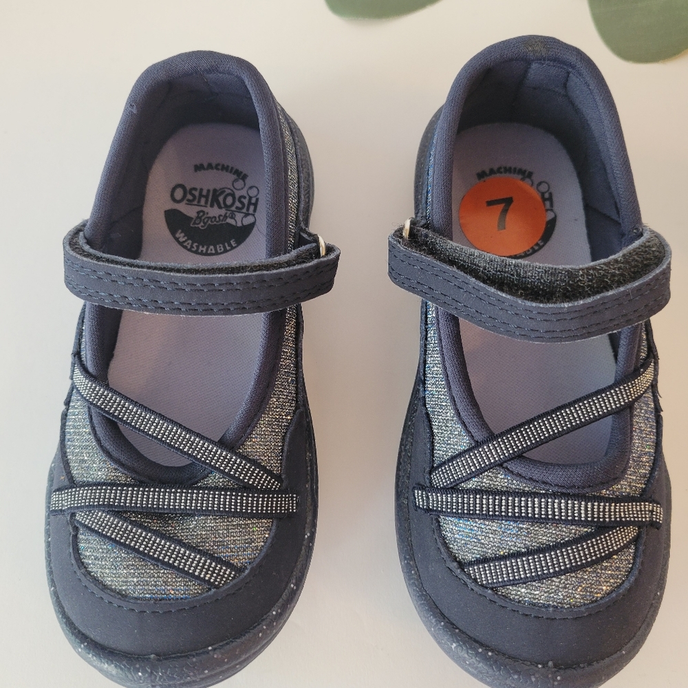 Oshkosh Bigosh Everplay navy blue sparkly Mary Janes girls size 7M - Picture 3 of 10